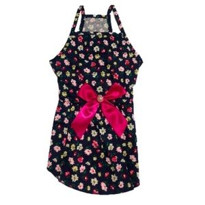 New floral dress with pink bow for small dogs